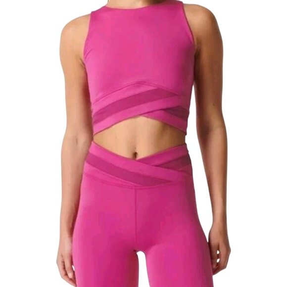 Sweaty Betty All Day Wrap Waist Tank Leggings Set Phlox Pink Size 12/XL - Picture 1 of 12